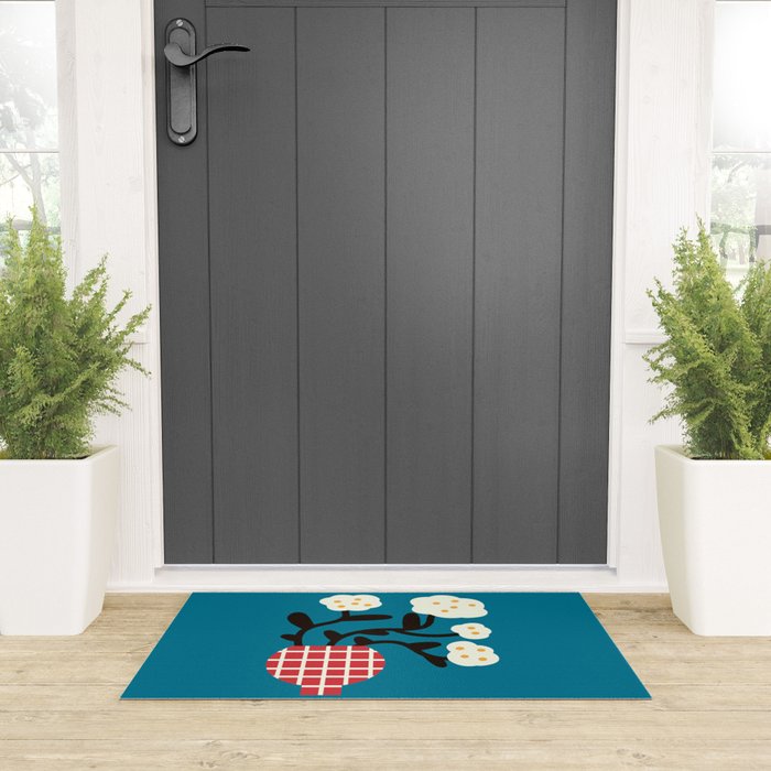 Modern Minimalist Cotton Flowers Welcome Mat Gallery Image 3