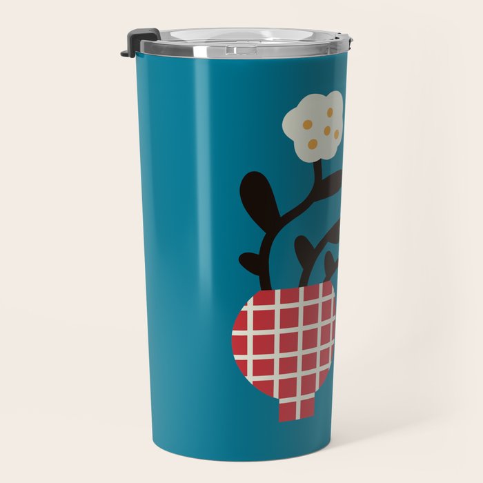Modern Minimalist Cotton Flowers Travel Mug Gallery Image 3