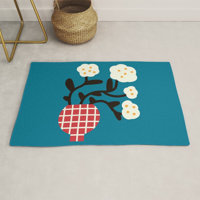 Modern Minimalist Cotton Flowers Rug Gallery Image 1