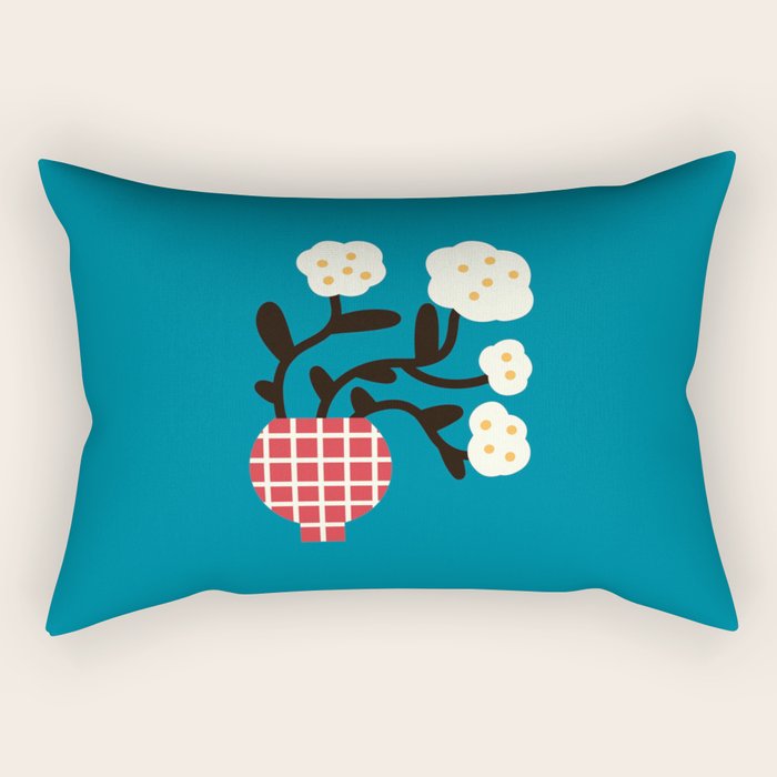 Modern Minimalist Cotton Flowers Rectangular Pillow Gallery Image 1