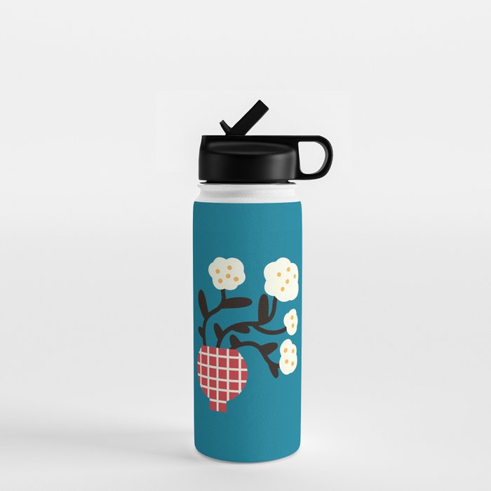 Modern Minimalist Cotton Flowers Water Bottle Gallery Image 1