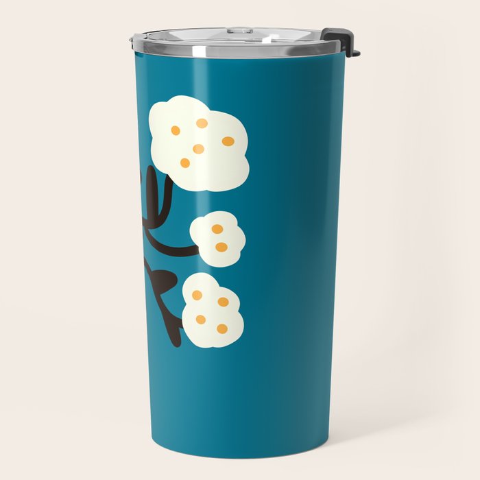 Modern Minimalist Cotton Flowers Travel Mug Gallery Image 2