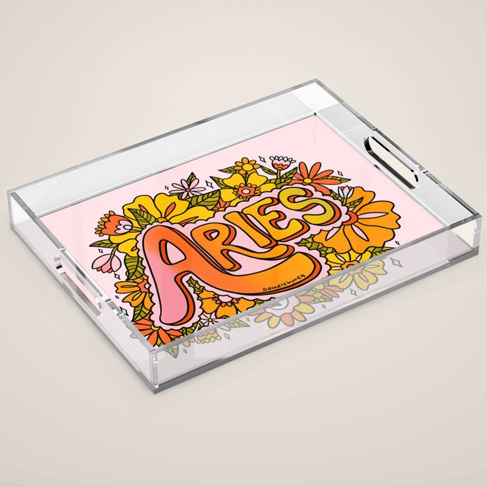 Aries Flowers Acrylic Tray Gallery Image 1