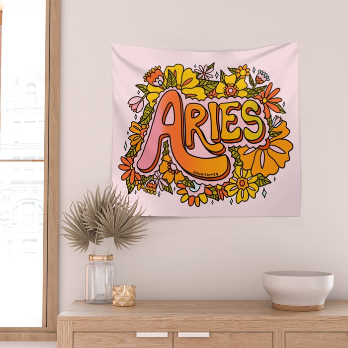 Aries Flowers Wall Tapestry Gallery Image 2