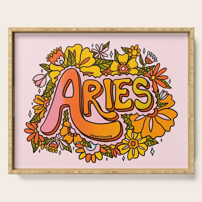 Aries Flowers Serving Tray Gallery Image 1