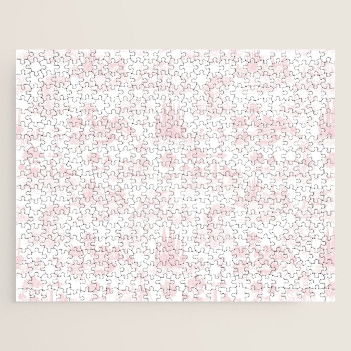 Toile de Jouy Vintage French Romantic Pastoral Baby Pink & White Jigsaw Puzzle Gallery Image 1