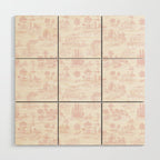 Toile de Jouy Vintage French Romantic Pastoral Baby Pink & White Wood Wall Art Gallery Image 1