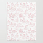 Toile de Jouy Vintage French Romantic Pastoral Baby Pink & White Poster Gallery Image 4