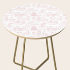 Toile de Jouy Vintage French Romantic Pastoral Baby Pink & White Side Table Gallery Image 2