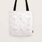 Toile de Jouy Vintage French Romantic Pastoral Baby Pink & White Tote Bag Gallery Image 1