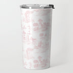 Toile de Jouy Vintage French Romantic Pastoral Baby Pink & White Travel Mug Gallery Image 2