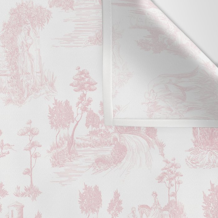 Toile de Jouy Vintage French Romantic Pastoral Baby Pink & White Wall Tapestry Gallery Image 3