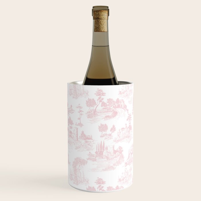 Toile de Jouy Vintage French Romantic Pastoral Baby Pink & White Wine Chiller Gallery Image 2
