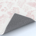 Toile de Jouy Vintage French Romantic Pastoral Baby Pink & White Rug Gallery Image 4