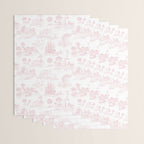 Toile de Jouy Vintage French Romantic Pastoral Baby Pink & White Wrapping Paper Gallery Image 3