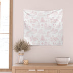 Toile de Jouy Vintage French Romantic Pastoral Baby Pink & White Wall Tapestry Gallery Image 2