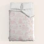 Toile de Jouy Vintage French Romantic Pastoral Baby Pink & White Duvet Cover Gallery Image 6
