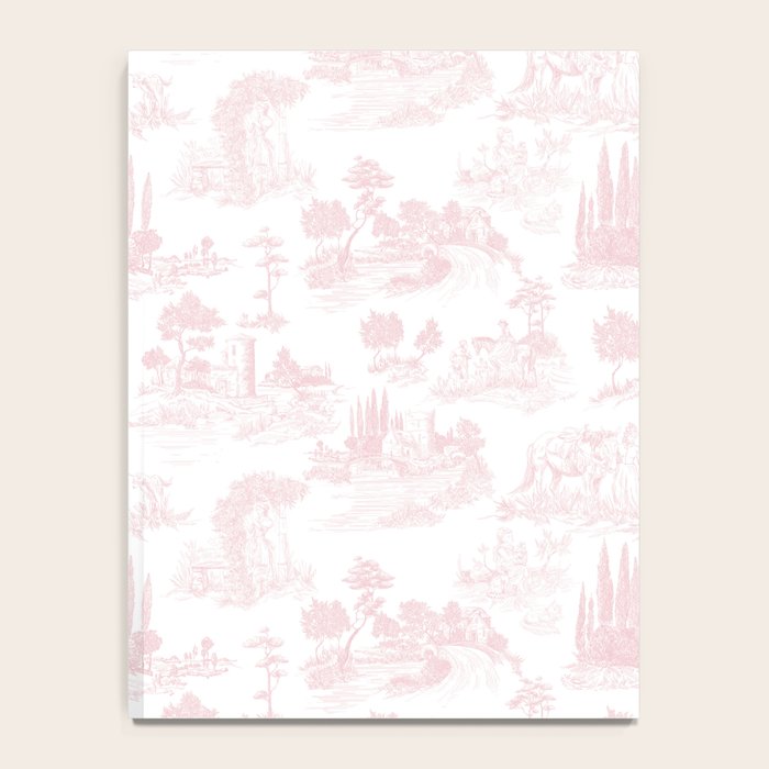 Toile de Jouy Vintage French Romantic Pastoral Baby Pink & White Notebook Gallery Image 4