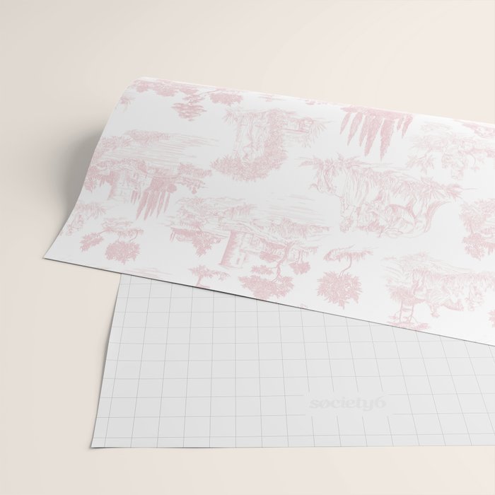 Toile de Jouy Vintage French Romantic Pastoral Baby Pink & White Wrapping Paper Gallery Image 2