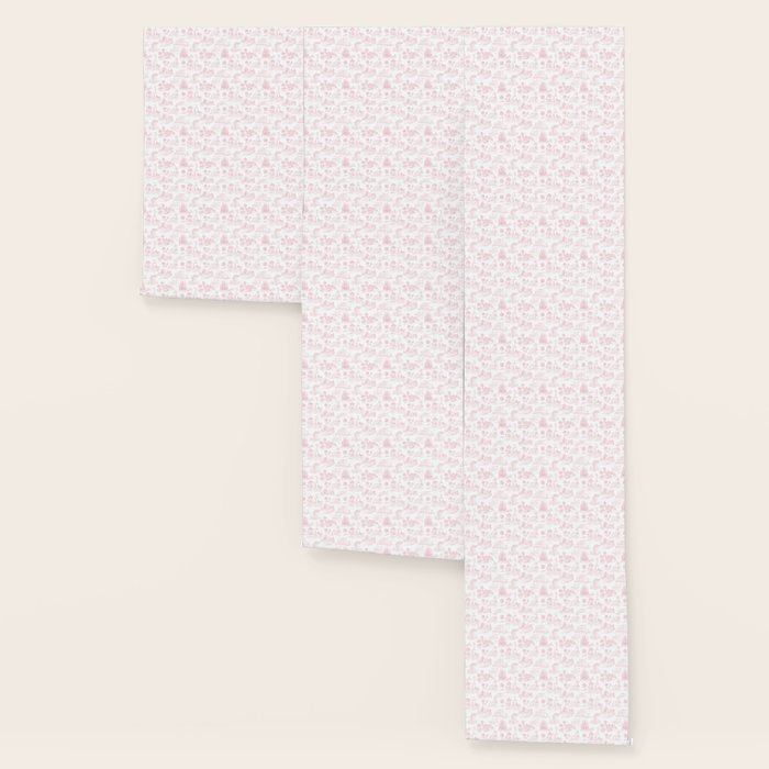 Toile de Jouy Vintage French Romantic Pastoral Baby Pink & White Wallpaper Gallery Image 3