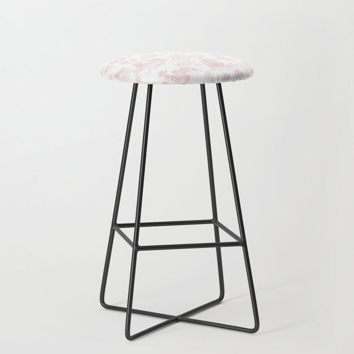 Toile de Jouy Vintage French Romantic Pastoral Baby Pink & White Stool Gallery Image 1