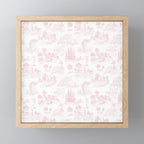 Toile de Jouy Vintage French Romantic Pastoral Baby Pink & White Mini Art Print Gallery Image 1
