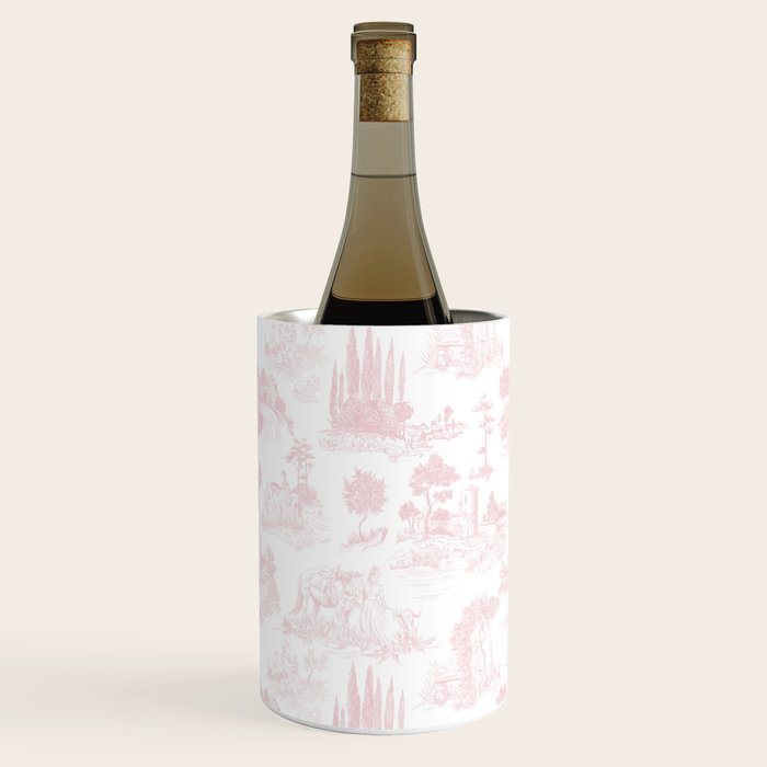 Toile de Jouy Vintage French Romantic Pastoral Baby Pink & White Wine Chiller Gallery Image 1
