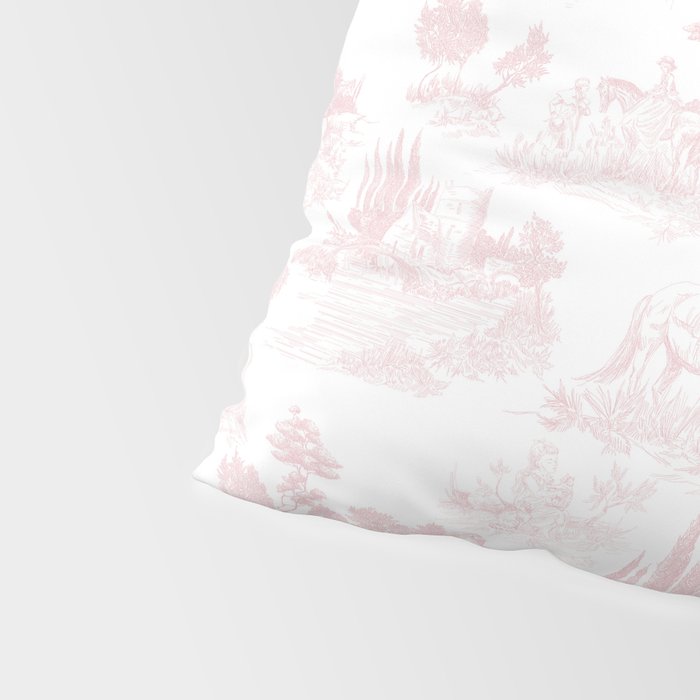 Toile de Jouy Vintage French Romantic Pastoral Baby Pink & White Pillow Sham Gallery Image 4