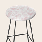 Toile de Jouy Vintage French Romantic Pastoral Baby Pink & White Stool Gallery Image 2
