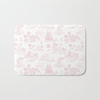Toile de Jouy Vintage French Romantic Pastoral Baby Pink & White Bath Mat Gallery Image 1