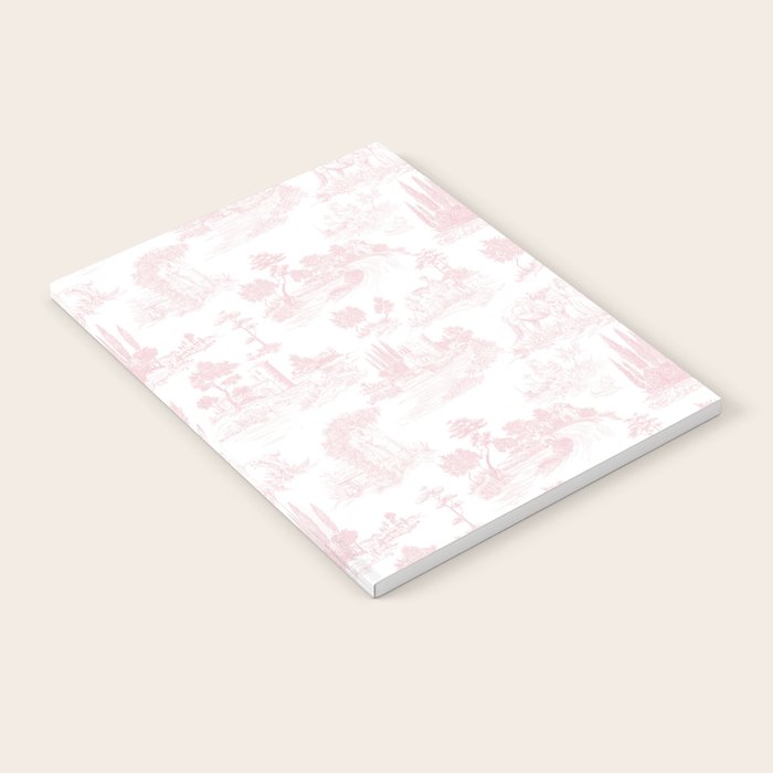 Toile de Jouy Vintage French Romantic Pastoral Baby Pink & White Notebook Gallery Image 1