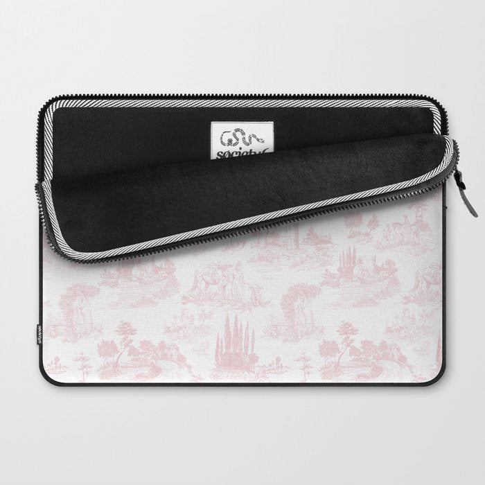 Toile de Jouy Vintage French Romantic Pastoral Baby Pink & White Laptop Sleeve Gallery Image 2