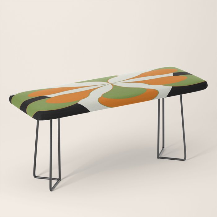 Mid-Century Modern Art 1.4 - Green & Orange Flower Bench Gallery Image 1