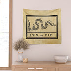 1776 "Join, or Die" Revolutionary War flag with 13 colonies, snake & no colors by Benjamin Franklin Wall Tapestry Gallery Image 2