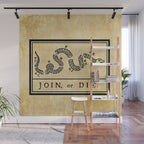 1776 "Join, or Die" Revolutionary War flag with 13 colonies, snake & no colors by Benjamin Franklin Wall Mural Gallery Image 1