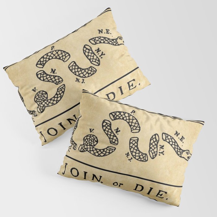 1776 "Join, or Die" Revolutionary War flag with 13 colonies, snake & no colors by Benjamin Franklin Pillow Sham Gallery Image 3