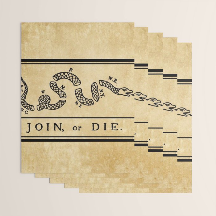 1776 "Join, or Die" Revolutionary War flag with 13 colonies, snake & no colors by Benjamin Franklin Wrapping Paper Gallery Image 3