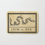 1776 "Join, or Die" Revolutionary War flag with 13 colonies, snake & no colors by Benjamin Franklin Bath Mat Gallery Image 1