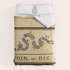 1776 "Join, or Die" Revolutionary War flag with 13 colonies, snake & no colors by Benjamin Franklin Duvet Cover Gallery Image 6