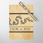1776 "Join, or Die" Revolutionary War flag with 13 colonies, snake & no colors by Benjamin Franklin Wrapping Paper Gallery Image 1
