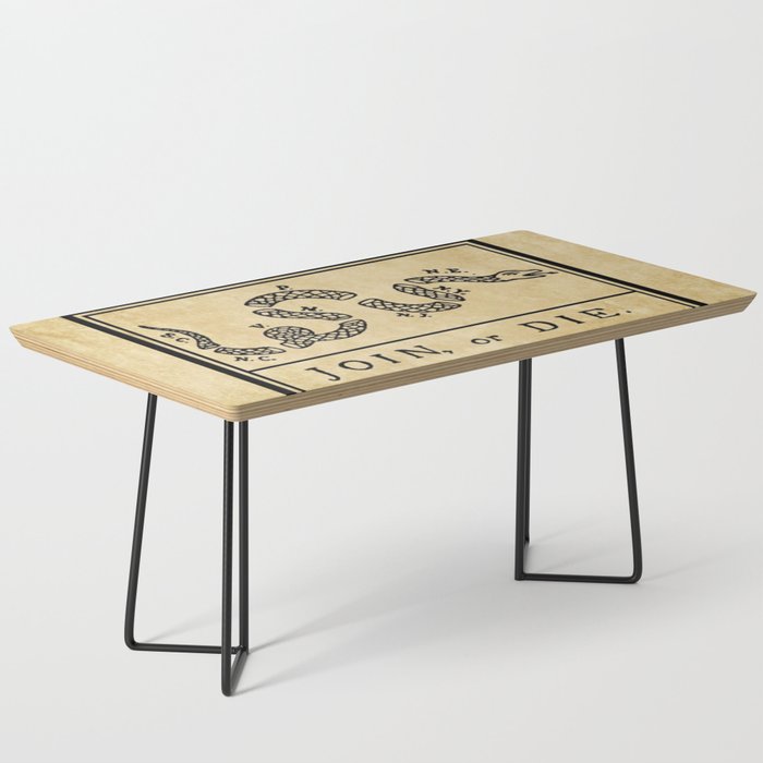 1776 "Join, or Die" Revolutionary War flag with 13 colonies, snake & no colors by Benjamin Franklin Coffee Table Gallery Image 1
