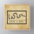 1776 "Join, or Die" Revolutionary War flag with 13 colonies, snake & no colors by Benjamin Franklin Mini Art Print Gallery Image 1