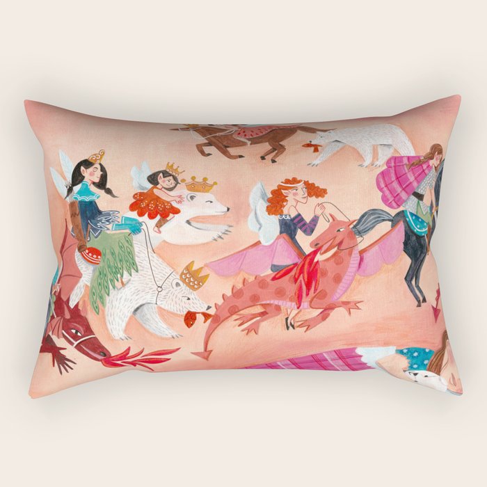 Fairies Bears and Dragons dream Rectangular Pillow Gallery Image 2