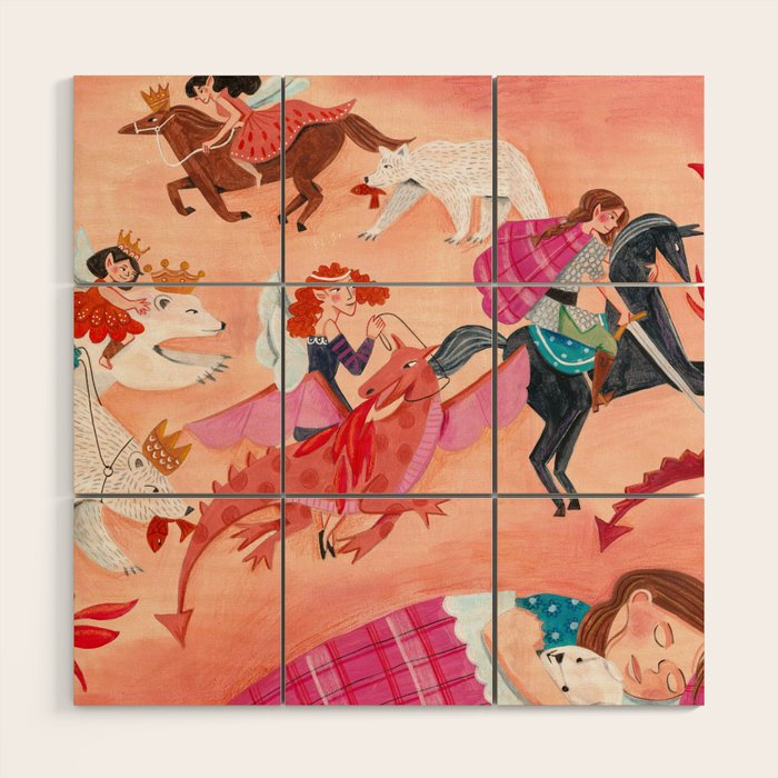 Fairies Bears and Dragons dream Wood Wall Art Gallery Image 1