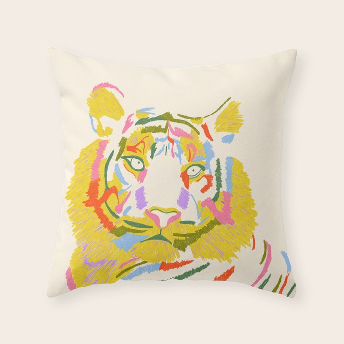 Rainbow Tiger Throw Pillow Gallery Image 1
