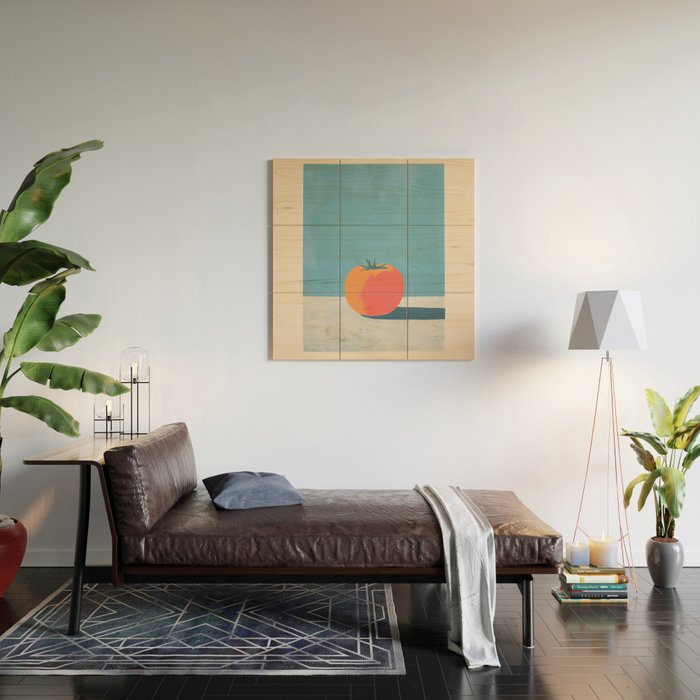 Bold Tomato on Blue Wood Wall Art Gallery Image 2