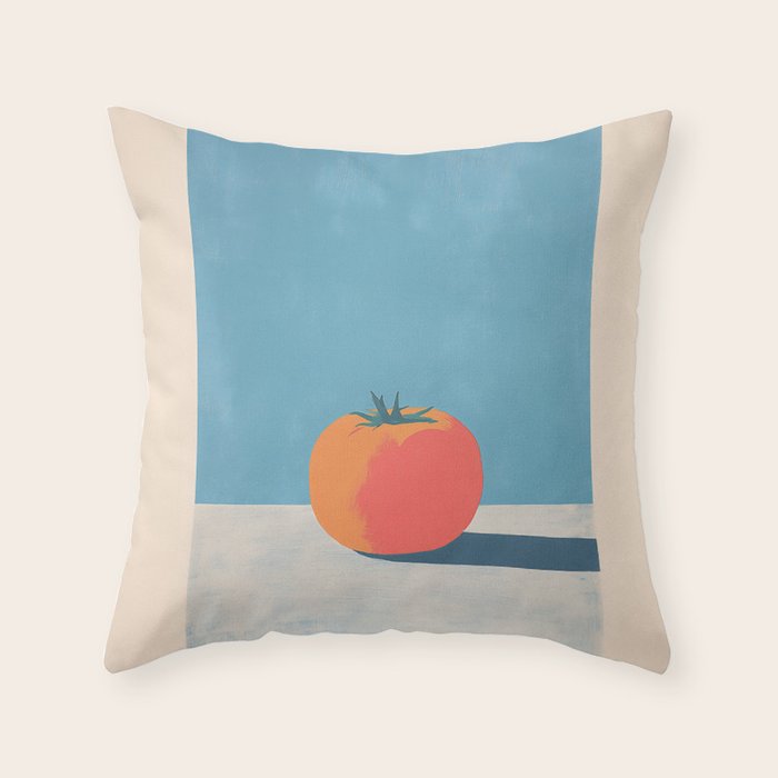 Bold Tomato on Blue Throw Pillow Gallery Image 6