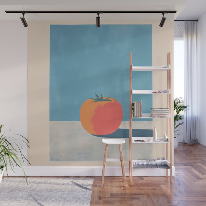 Bold Tomato on Blue Wall Mural Gallery Image 1