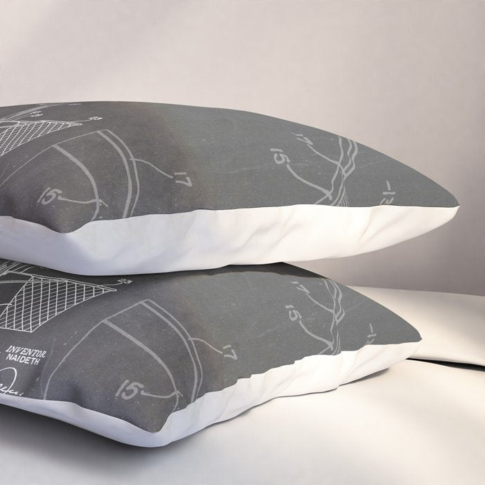 Basketball Patent - Basketball Player Coach Team Art - Black Chalkboard Pillow Sham Gallery Image 3