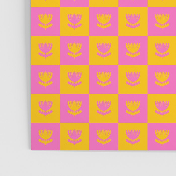 Retro Checkered Tulips Pattern Poster Gallery Image 3